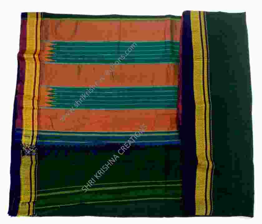 Sushils Designer Sarees Women's Handloom ILKAL/IRKAL South Garbhreshmi  Cotton Silk Saree with Traditional Reshmi Pallu (Blue with red) :  Amazon.in: Fashion