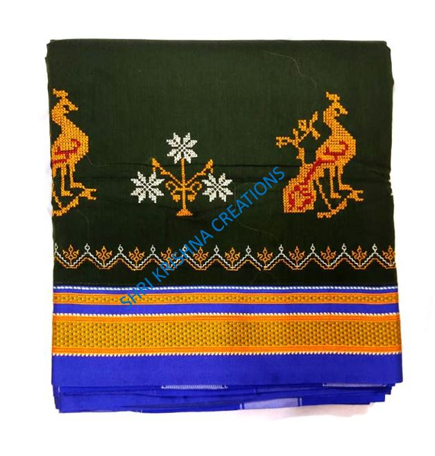 SAMVITA Ilkal Saree with Kasuti Embroidery Work (Green) : Amazon.in: Fashion