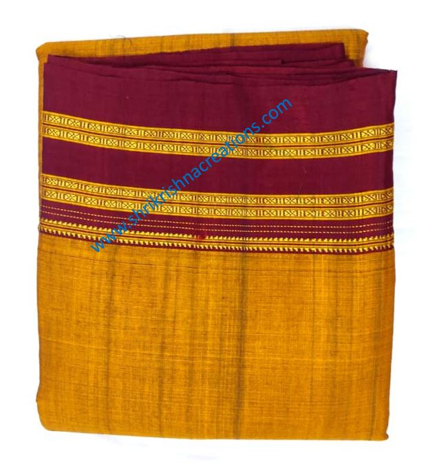 Orange Colour Pure Silk Korvai Temple Border With Butta Design Ilkal Saree