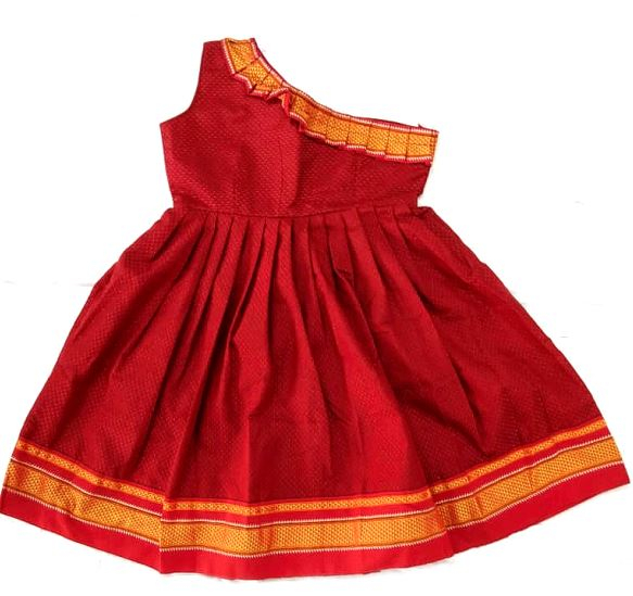 Girl Khan Handloom Fabric Frock at Rs 495 in Vasai | ID: 23071806448